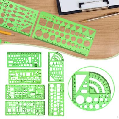 6 Pieces Geometric Drawings Templates for Fractional Measurement Architects