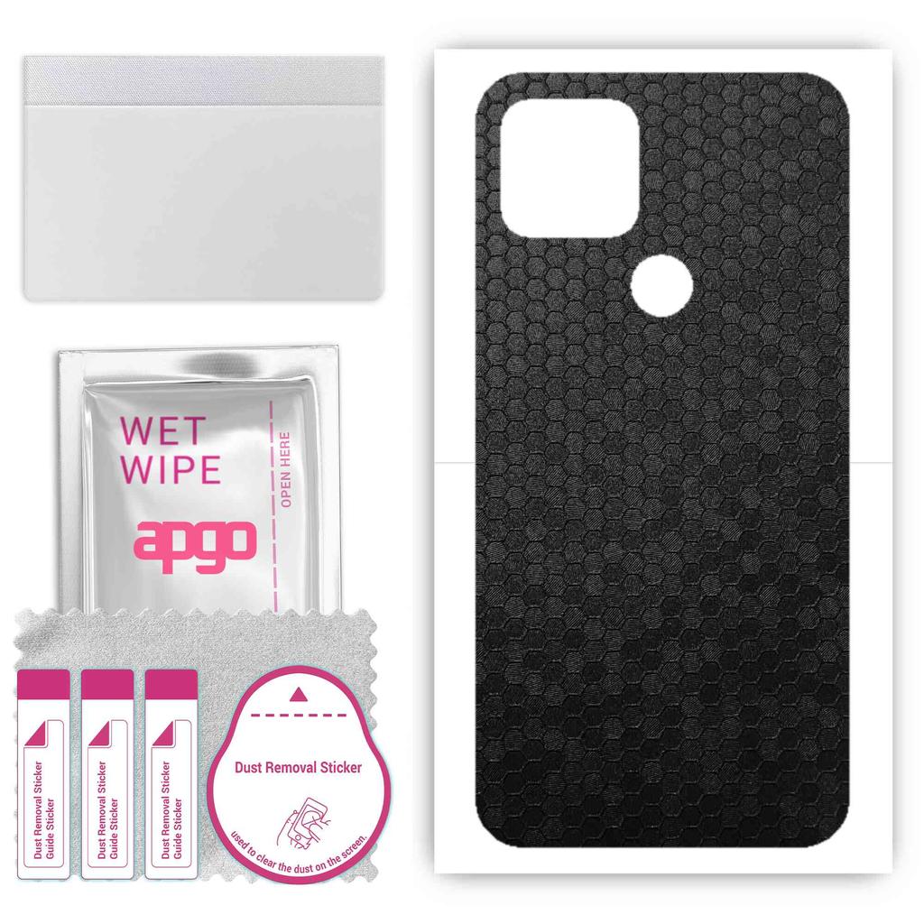 apgo Ochranná samolepka na záda kompatibilní s Google Pixel 5, fólií, fólií, vinylem - vzor černá voštinová