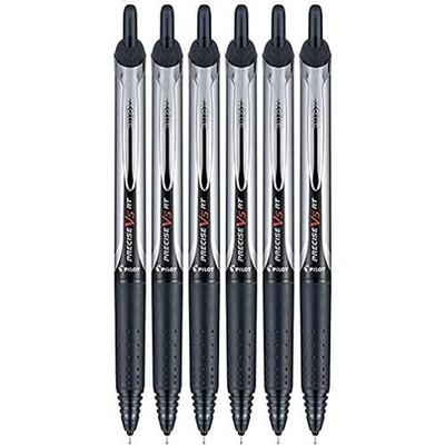 Pilot Precise V5 RT Liquid Ink Rollerball Pen, Extra Fine 0.5mm, Black Ink, 6 Count