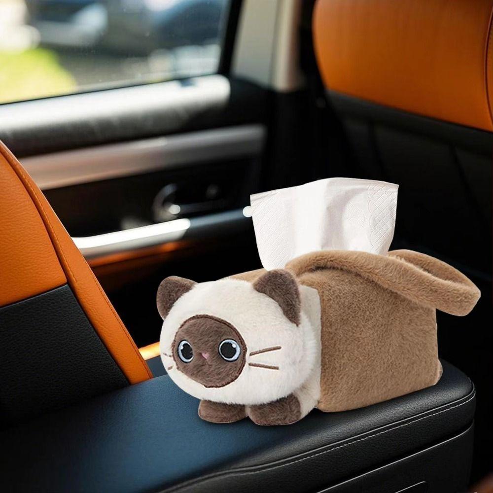 Cartoon Car Seat Tissue Box Cat  Shape Paper Towel Dispenser  Car Interior Decor