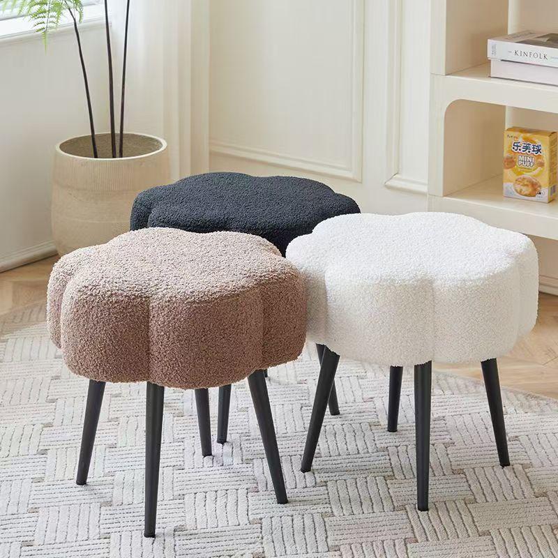 Carbon Steel Sponge Vanity Stool INS-Style Bedroom Cloud Ottoman  Stable Dressing Room Chair  Luxury Shoe Bench