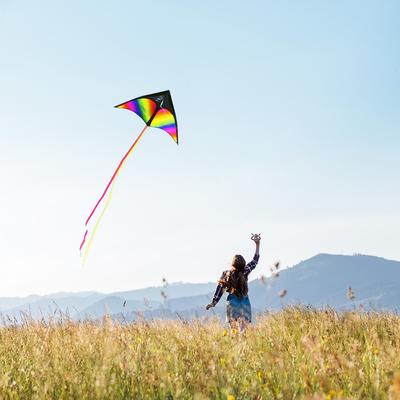 Colorful Delta Kite Easy To Fly Kite Single Line Beach Kite with 30m String for Kids Adults