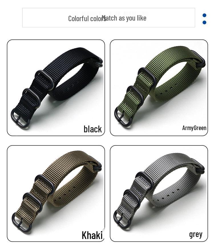 Bracelet de Montre NATO en Nylon Épaissi Xinlei - Bracelet Universel en Toile Tissée 20/22mm