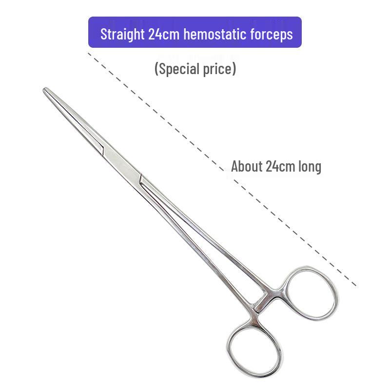 Stainless Steel Hemostatic Forceps - Pet Pliers, Needle Holder, Cupping Clip, Surgical Vascular Tool (Straight & Curved Tips)