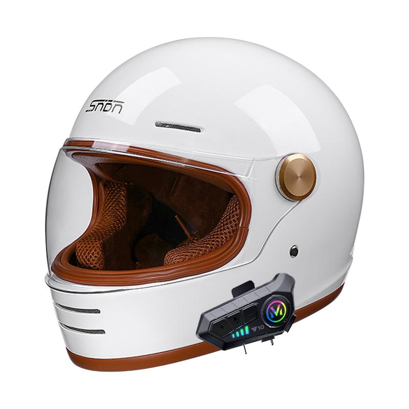 Full-Face Retro Helmet with Bluetooth - DOT Certified Off-Road Safety Gear, Durable Unisex Design