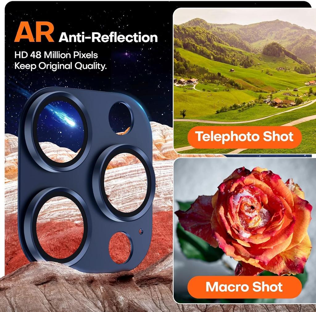 2Pcs Tempered Glass Camera Lens Protector Cover For For Iphone 1 Pro Max 14 Plus 13 Mini 1Pro 14Pro 13Pro Protection Blue Titanium