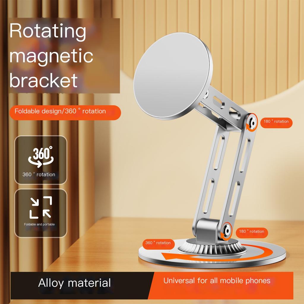 1080 Rotate Aluminium Alloy Foldable Magnetic Desktop Phone Stand Desk Lazy Holder For Magsafe 17 16 15 14 13 12 Pro Max