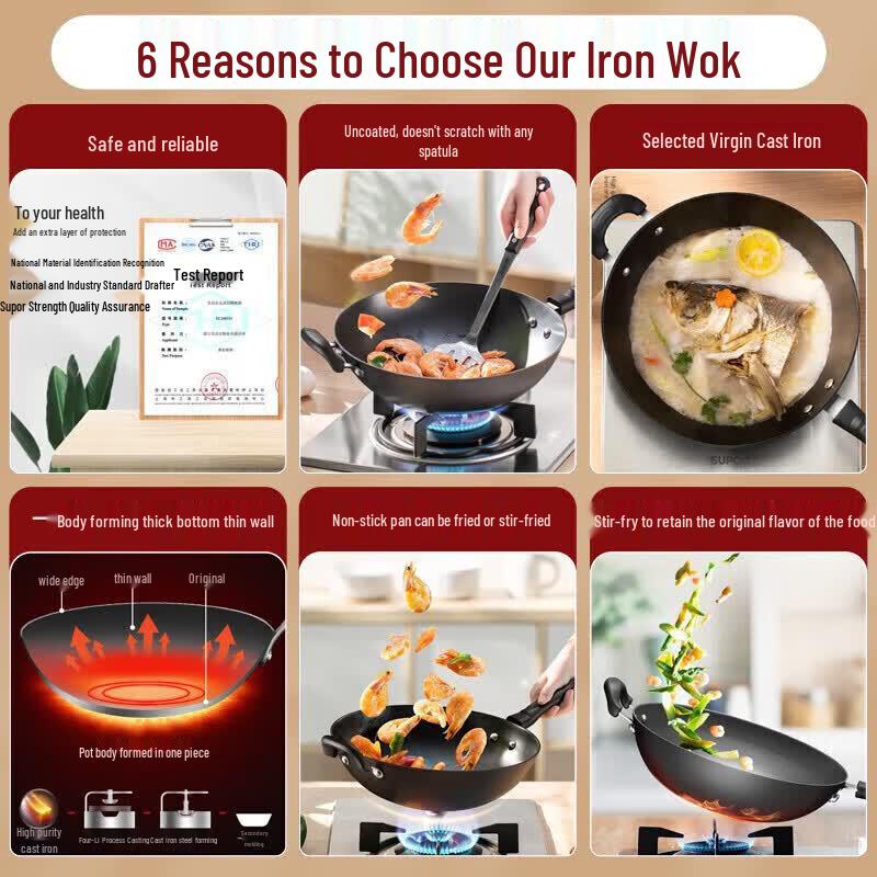 Supor 32cm Non-Coated Cast Iron Stir-Fry Pan