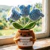 Emotional Support Crochet Flower Handmade Small Potted Lily of The Valley with Affirmation Card Inspirational Knitted Flower Gifts