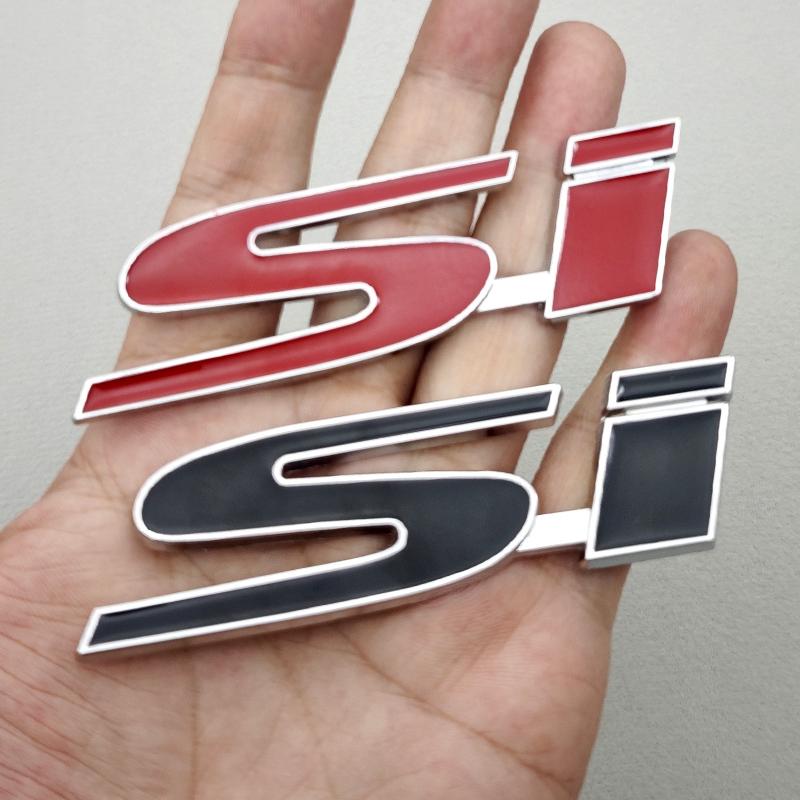 3D Metal Car Rear Trunk Fender Side Front Grille Logo Si Badge Si Emblem For Honda Civic Accord Jazz Si Sticker Accessories Aiq256