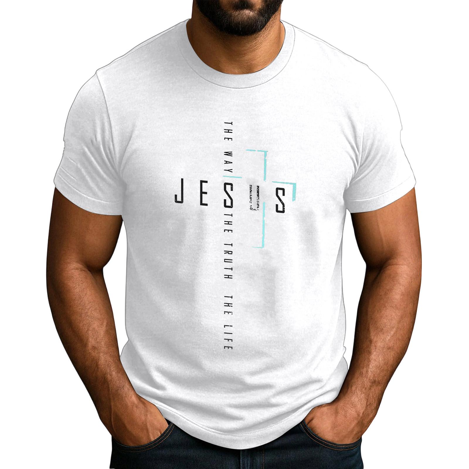 Мужская популярная футболка с принтом круглым вырезом и коротким рукавом XL белый 1440₽