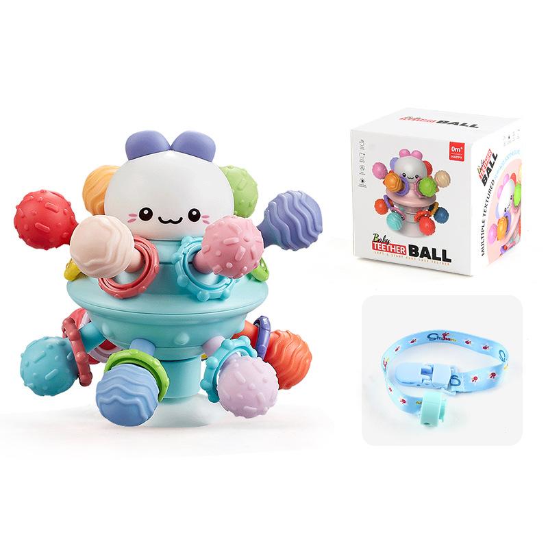 Baby Manhattan Ball Soft Rubber Hand-held Ball Rattle Grinding Bar 0-3 Years Old Baby Reassure Early Education Toy
