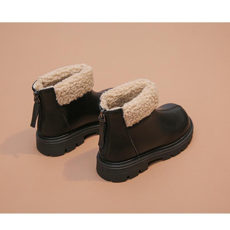 Korean Version Suede Winter Children's Shoes Big Children's Martin Boots Girls' Fur Short Boots Girls' Suede Boots for Warmth