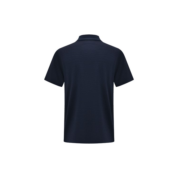 Li Ning Sponsorship Series Brand Logo Print Slim Fit Short Sleeve Polo Shirt Men Polo Shirts Ink-Blue APLS227-2