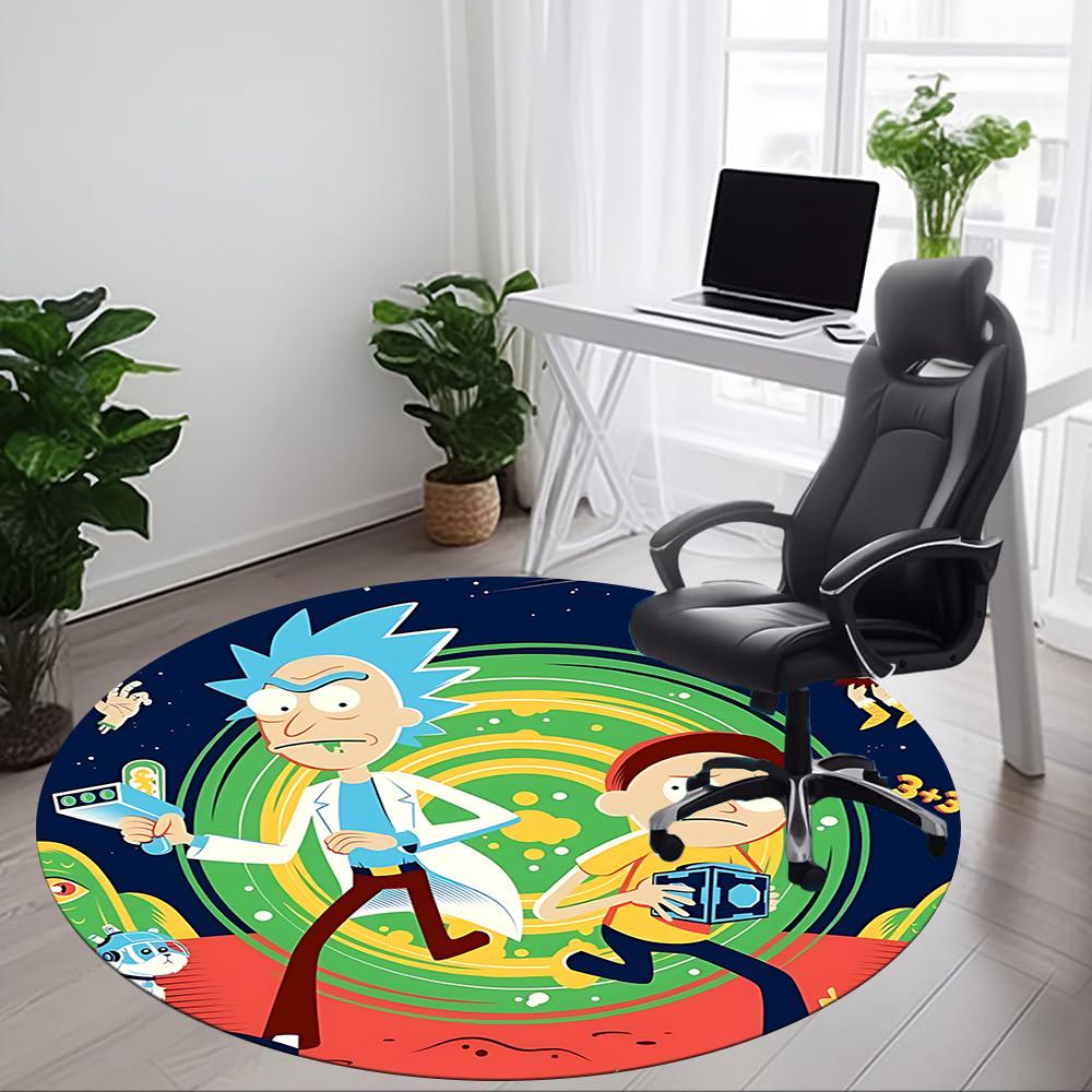 1pz Tappeto Rotondo Ufficio Rick "Morty", Sotto Sedie Ufficio Camera da Letto Soggiorno Decorazione Casa, Decorazione Stanza, Disponibile in Varie Misure