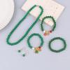 3Pcs Vintage Simple Imitation Jade Necklace Bracelet Earrings Jewelry Set For Women Temperamen Banquet Accessory