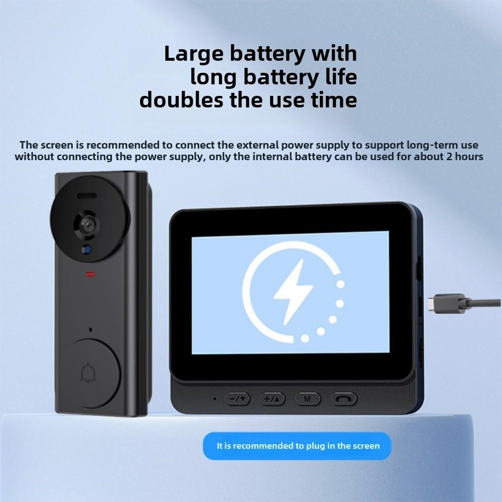 2.4G HD Doorbell Camera 4.3 Inch IPS Screen Smart Door Bell Home Office Apartment Video Intercom Door Camera