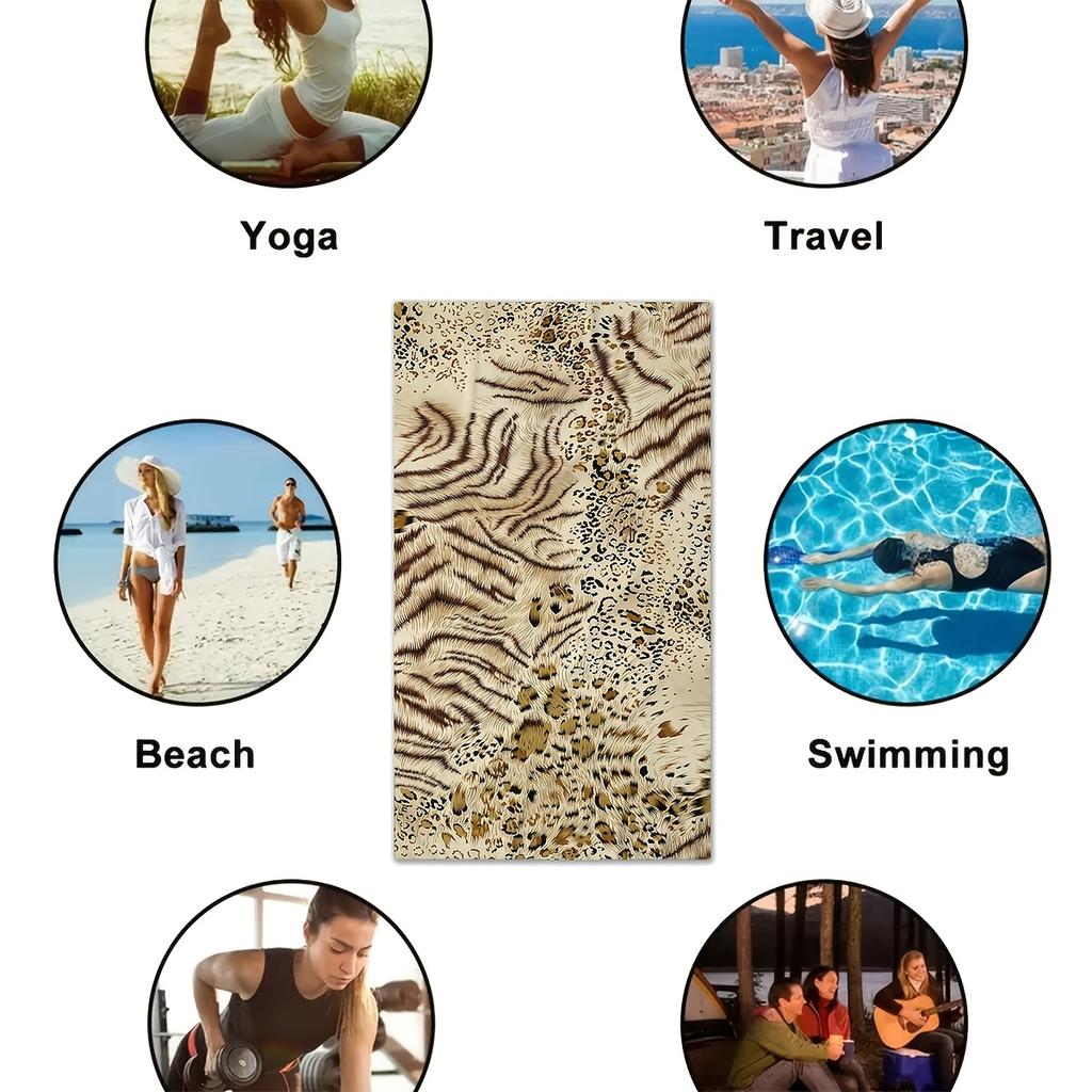 Tiger Print Beach Towel Leopard Print Bath Towel Jungle Vibes Tropical Art Animal Beach Exotic Style Bold Design Summer Fun