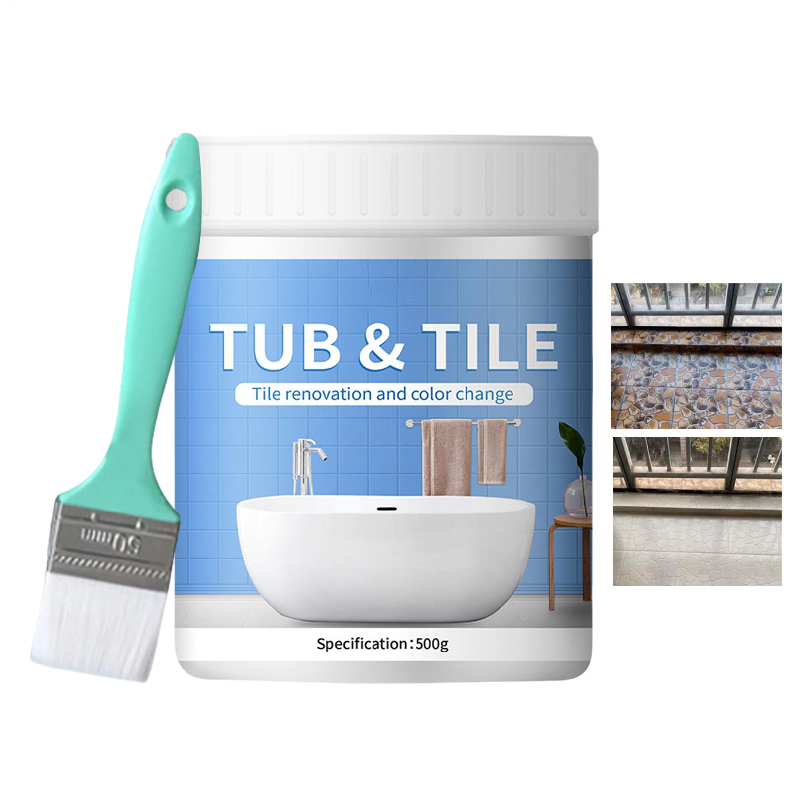 Bathroom Tile Paint Kit with brush Water Based Quick-Dry Bath Refinishing Kit Bathtub Cover-up Kit Water Based for Bathtubs Sink bianco