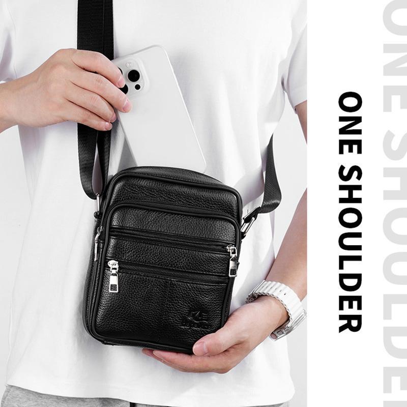 Letnia Nowa Męska Torba na Ramię z Prawdziwej Skóry, Torba Crossbody z Skóry Licowej, Modna Biznesowa Wielofunkcyjna Torba Kurierska z Klapą