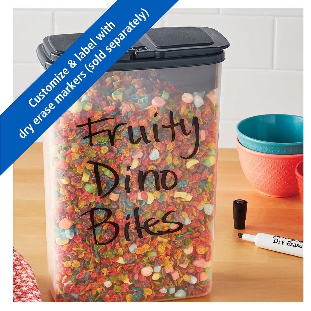 Multi Use Plastic Dispensers Set of 4 Clear Storage Containers Dark Gray Lids Stackable Kitchen Organizer Versatile 7.75x4x11.4