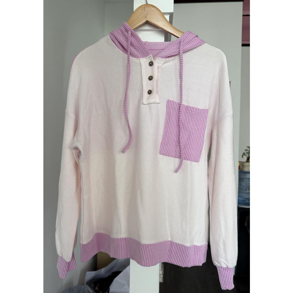 Sweat à capuche d'automne pour femmes avec poche contrastée