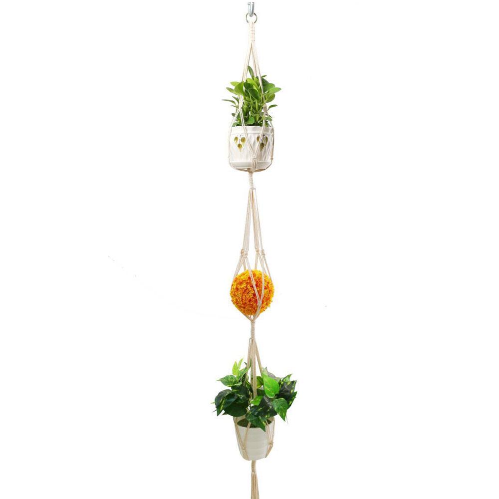 68" dual decks plant pot hanger colorful cotton rope for patio flower hanging B 68" dual decks plant pot hanger colorful cotton rope for patio flower hanging B