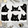 4pcs Black Cat Placemat Cats Print Placemats Dining Table Cute Kitten Animal Washable Fabric Decoration Resistant Foldable Mats