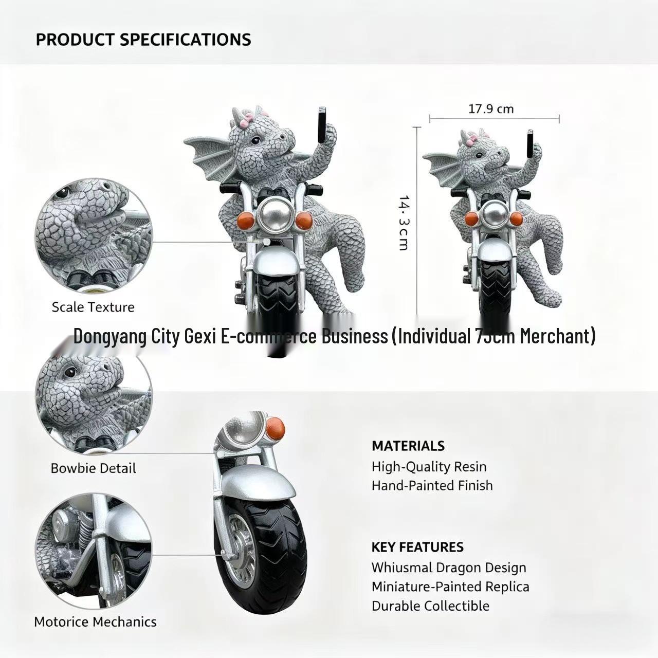 Adorable Motorcycle Riding Dragon: Cute Home and Desktop Ornament