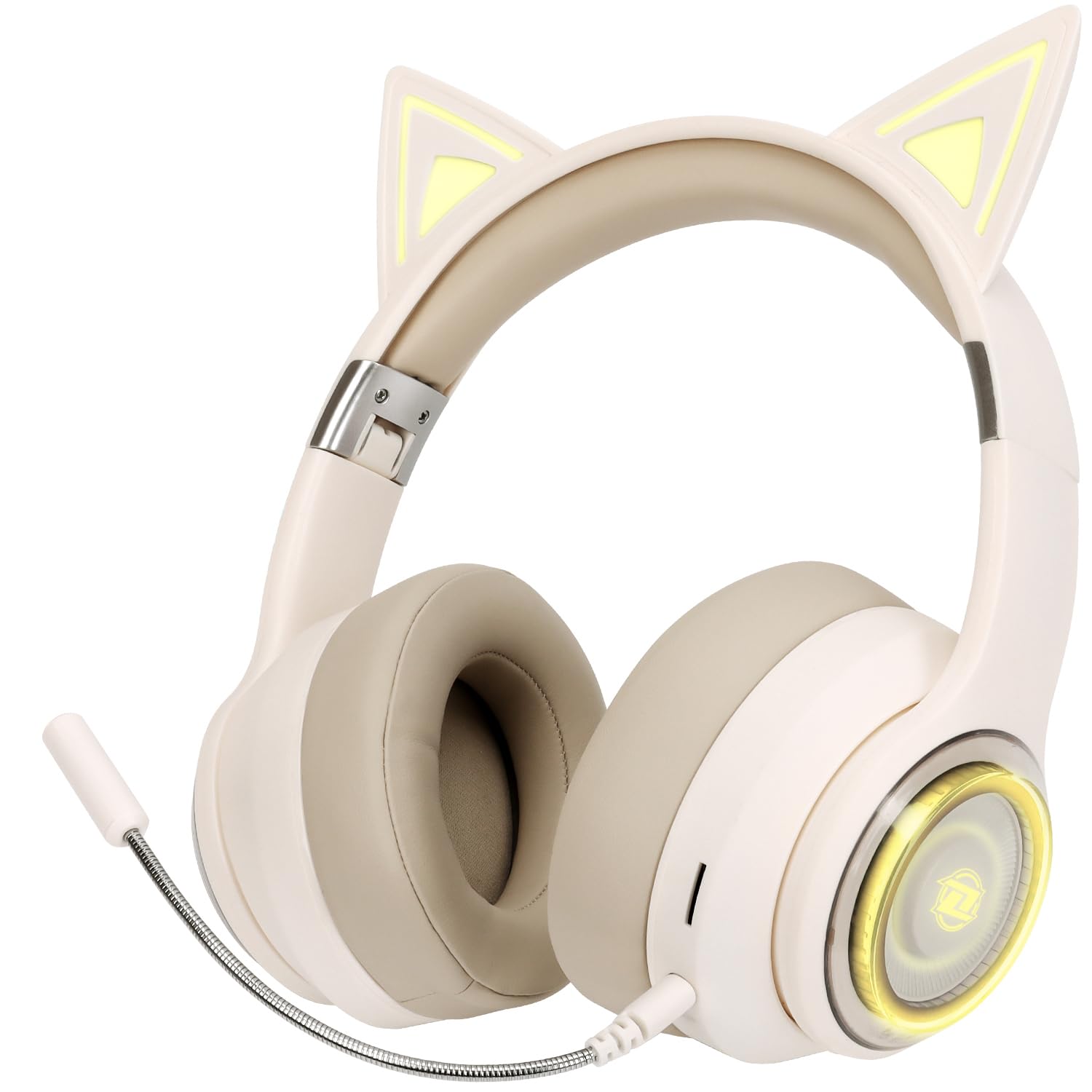 

Absdefen Cat Ear Wireless Bluetooth Earphones with Bluetooth ENC Noise HIFI RGB Lighting Audio Microphone Adjustable Wired and Wireless Cute 5.3 бежевий