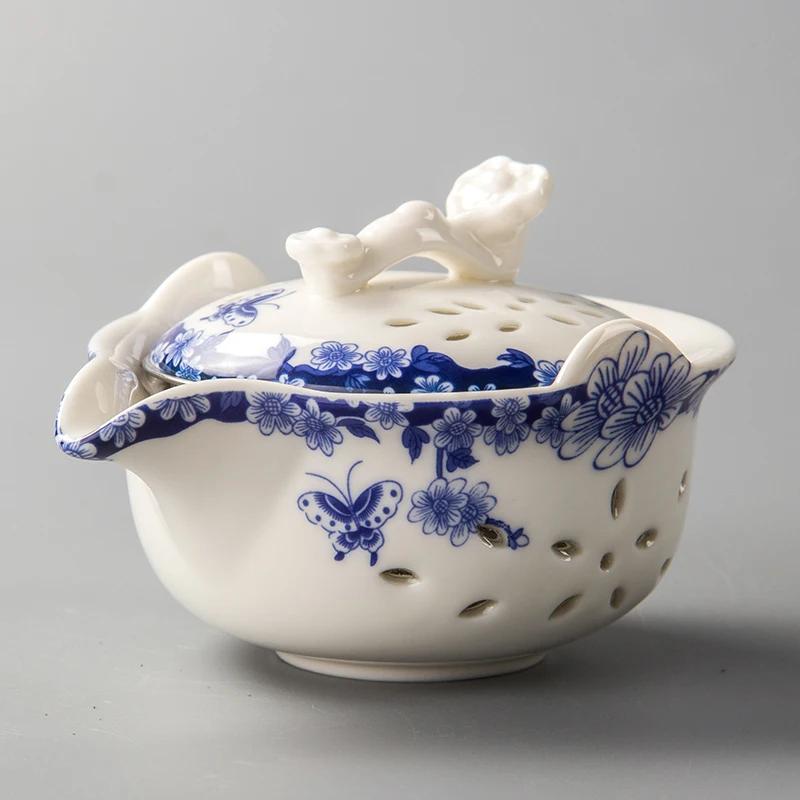 Chinesisches Porzellan Teekanne und Tasse Set Weißes Knochenporzellan Teegeschirr Keramik Teekanne Mit Sieb für losen Tee 1 Kanne 2 Tassen