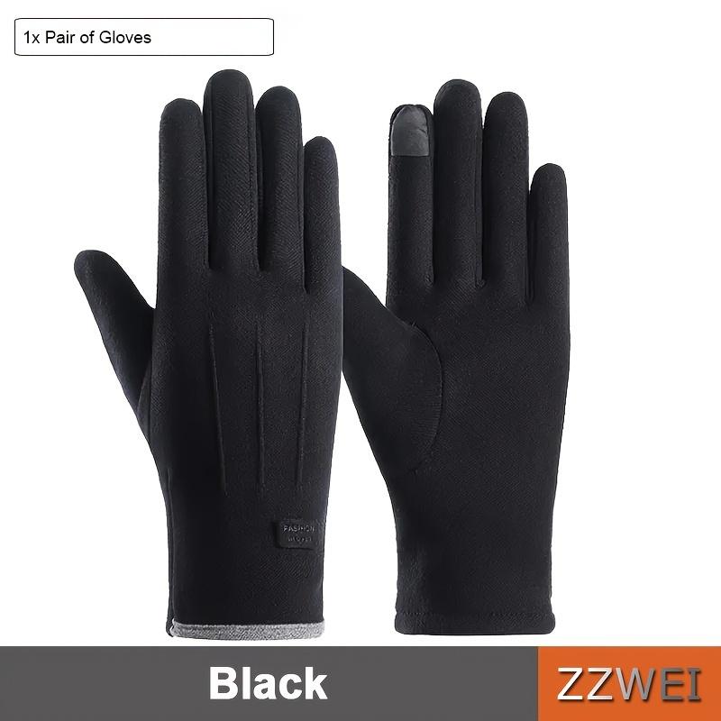 1 Pair of Thermal Fleece-Lined Polyester Gloves for Women, Touchscreen Compatible, Elastic Warm Outdoor Driving and Cycling Gloves