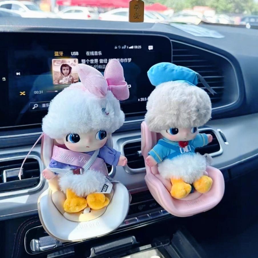 Car plush ornament LABUBU DIMOO WORLD Series Vinyl Face Original Blind Box Toys Action Anime Figure Doll  Christmas Gift  Air outlet ornament