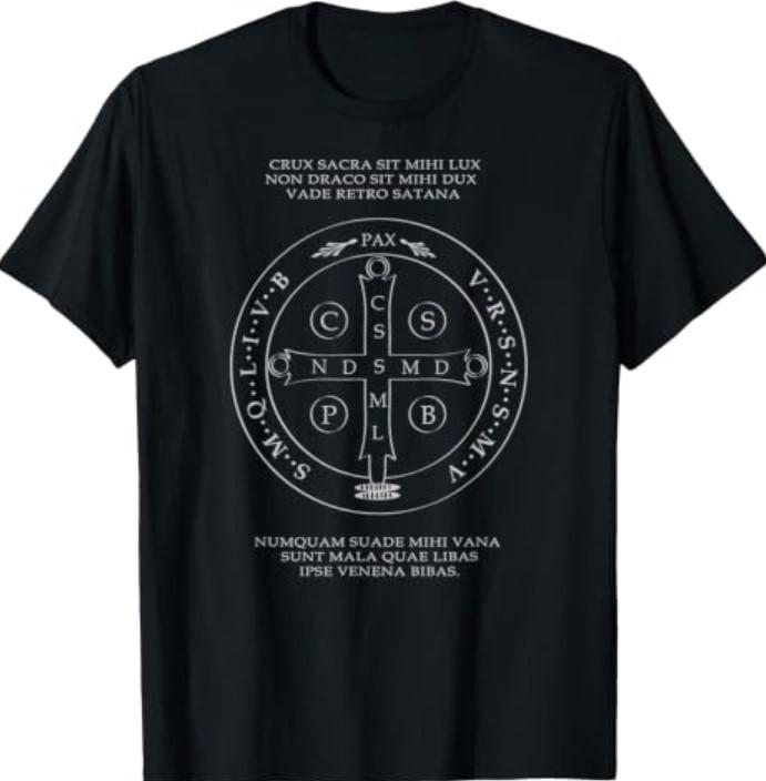 Saint Benedict Medal with Latin Prayer Religious Christian T-Shirt