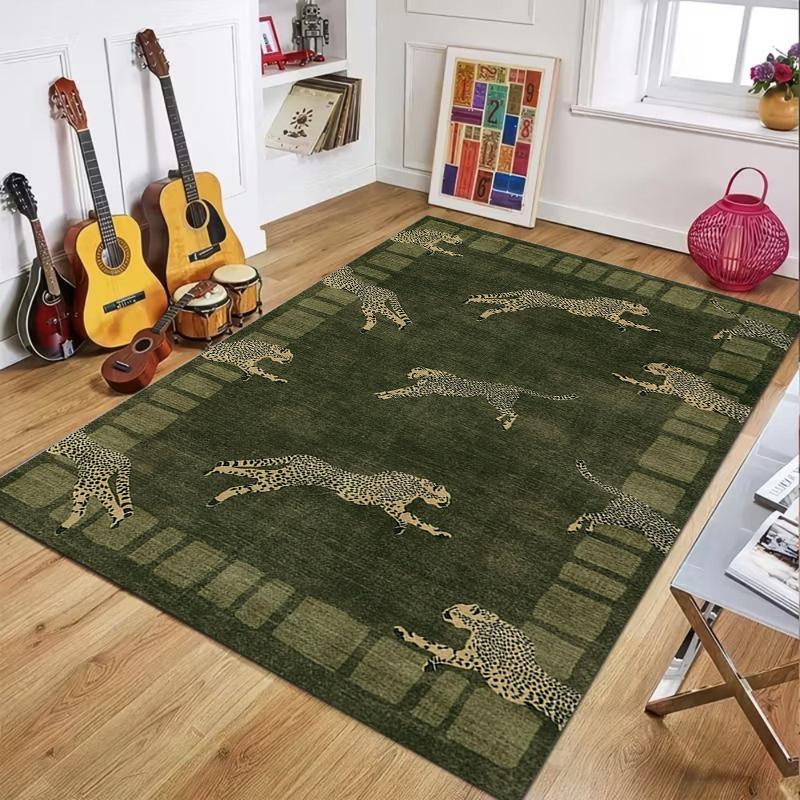 Vintage Green Leopard Area Rug Luxury