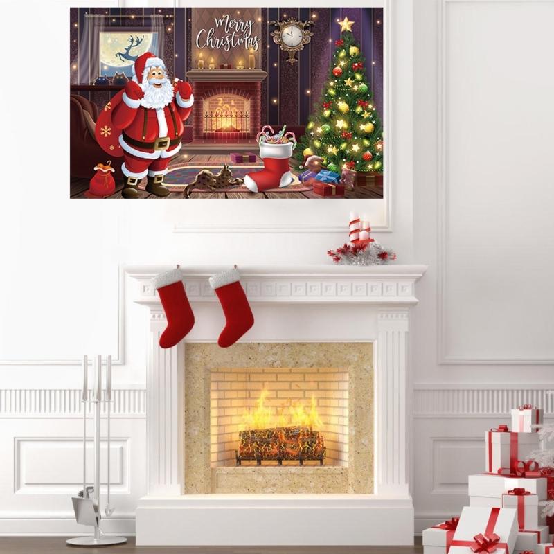Large Christmas Backdrop Decorative Cloth 70.8x43.3Inch Polyester Fabric For Holiday Decorations And Family Gathering