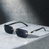 Fashionable Retro Square Unisex Frameless Sunglasses UV Protection Street Style Versatile Slimming Design for Men And Women