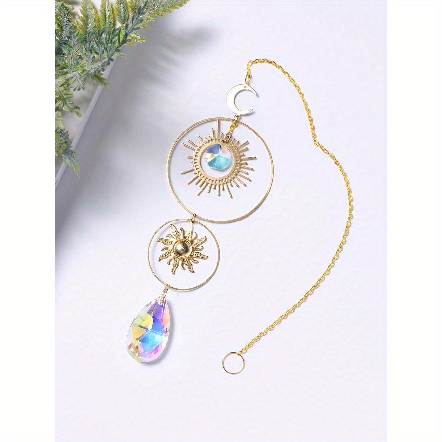 1 Stück Kristalle Sonnenfänger Bunt Hängender Sonnenfänger mit Kette Anhänger Ornament Kristallkugeln Regenbogenmacher für Fenster Zuhause Garten Büro