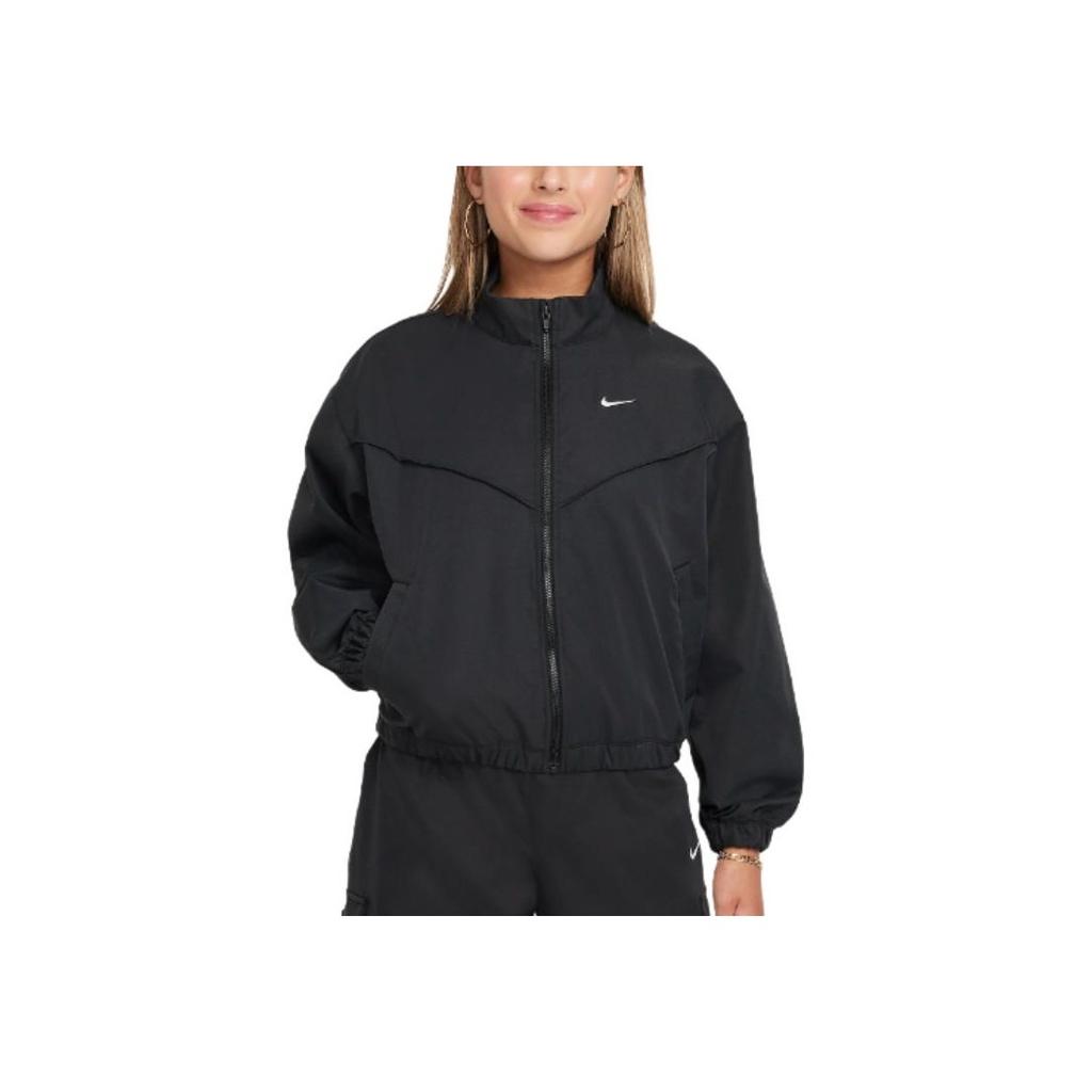 Nike Comfortable Soft Solid Color Jacket Women Jackets Black FZ5557-010