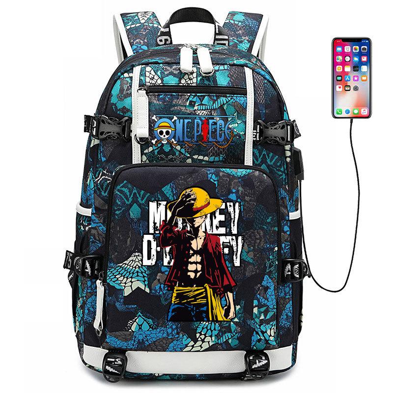 ONE PIECE Luffy School Bag Animation Peripheral Large Capacity Lightweight Backpack Junior High School Backpack Travel Bag