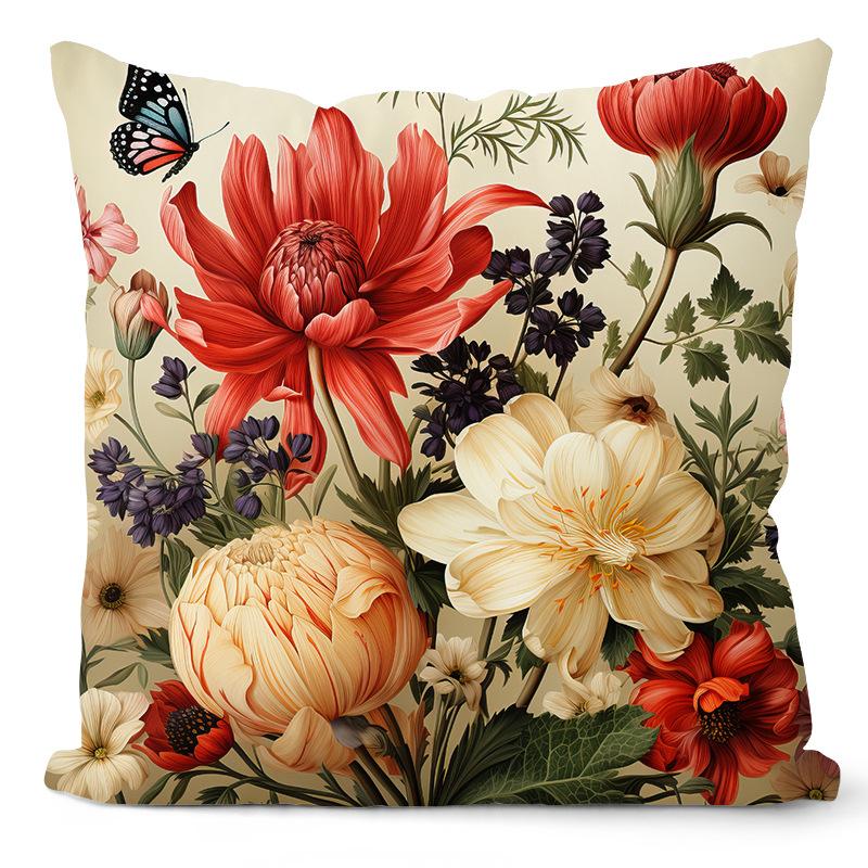 Retro Floral Pillow Case Home Living Room Sofa Cushion Balcony Car Pillow Ornament Premium Durable Quality Useful