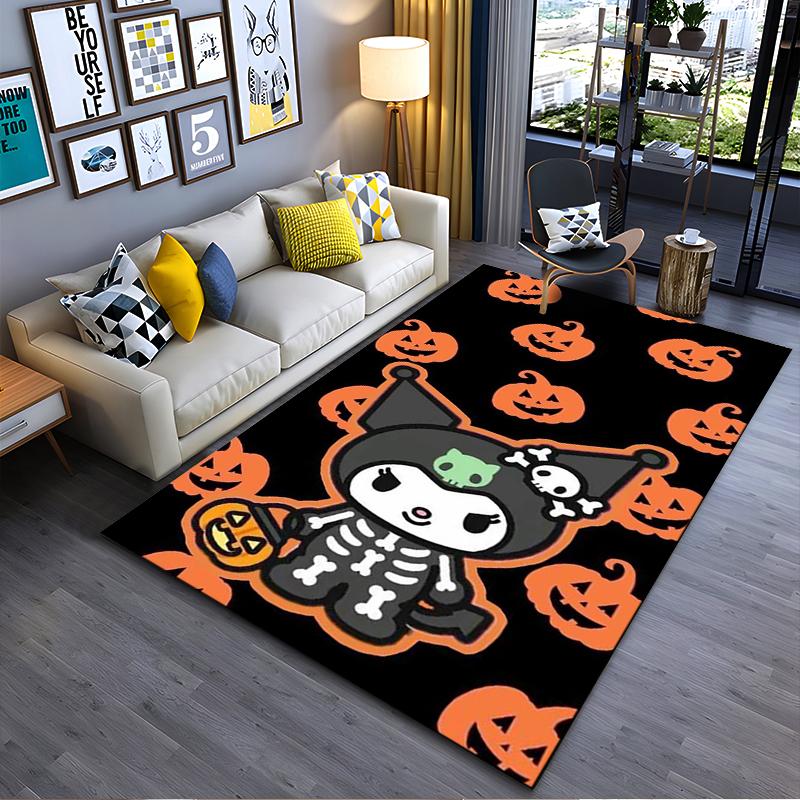 

Cartoon Skeleton Character Halloween Pumpkin Carpet, Black Orange Suitable for use as an anti-slip for living room bedroom sofas 40x60cm( 15x23in )