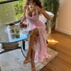 Summer New Women's Clothing Sexy Fashion Neck See-through Slim and Thin Lace Dress