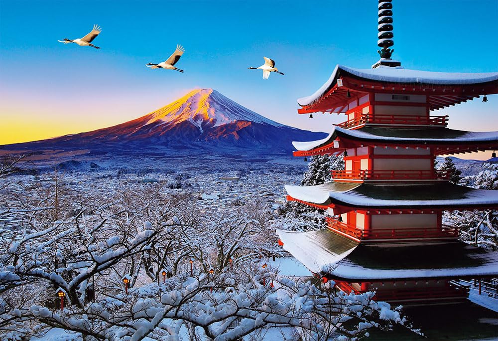 

[Made in Japan] Beverly 300-Piece Jigsaw Puzzle: Mount Fuji and Dancing Cranes at Sengen Shrine (26 x 38 cm) 300-114