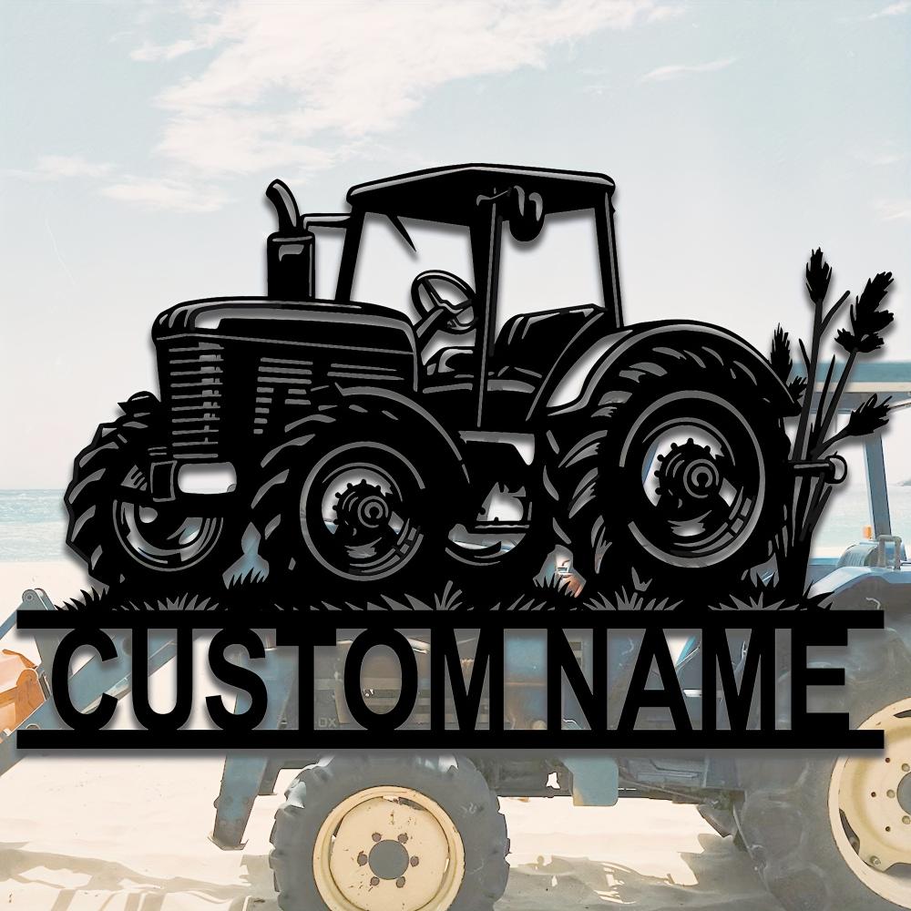 Vintage Tractor Metal Wall Sign Family Name Custom Decor Matte Finish