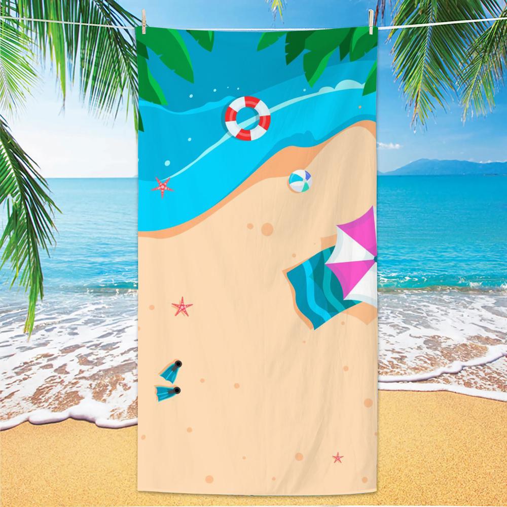 Asciugamano da Spiaggia con Fantasia Marina, Stampa Digitale Sottile Asciugatura Rapida Anti-Sabbia Microfibra Leggero per Nuoto, Yoga, Viaggio, Palestra, Regalo