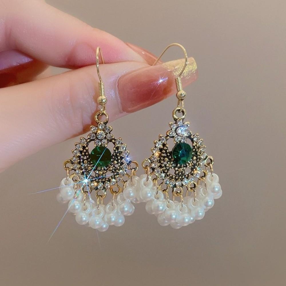 Beaded Ethnic Style Earrings Hook Piercing Exaggerated Tassel Earrings Hipster