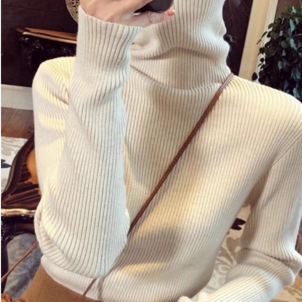 A New Large-sized Women's Sweater for Autumn and Winter, Featuring A High-neck Base Layer and Long-sleeved Knitted Sweater
