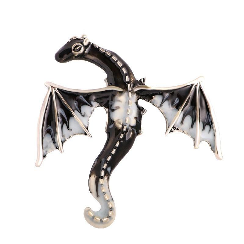 Retro Dripping Oil Cartoon Flying Dragon Shape Men's Accessories Jewelry Brooch