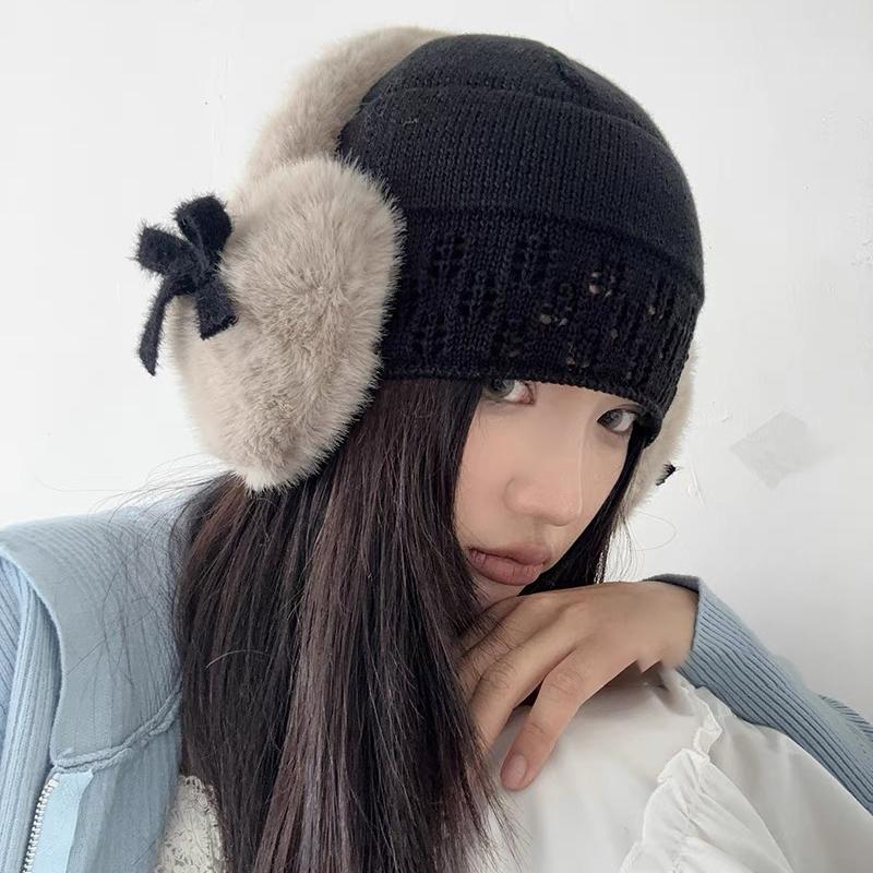 Women Bow Knot EarMuffs Kawaii Heart Fluffy Ear Muffs Cold Protection Women Ear Cover Thickened Plush Japanese JK Girls Earplugs